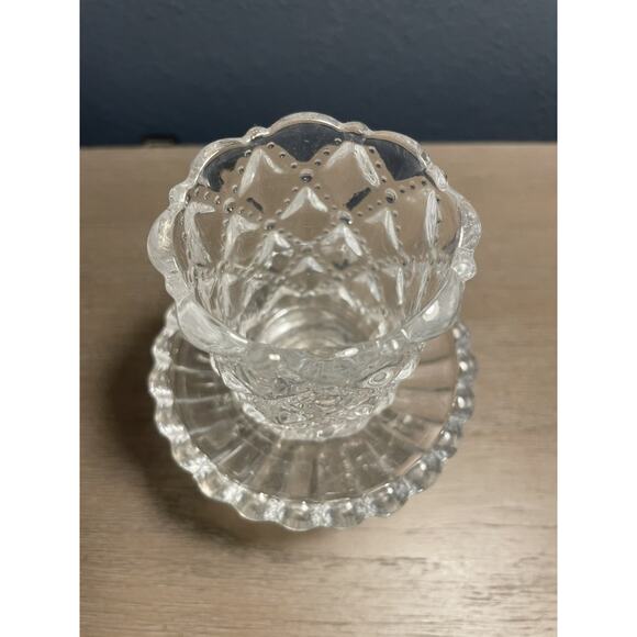 Partylite clear glass Quilted Diamond 2 part candle holder - Picture 2 of 6